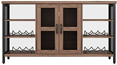 MOOWI Weinschrank Freistehender Weinbar-Schrank, Weinschrank aus antikem Holz mit Stauraum, multifunktionaler Boden-Weinlagerschrank for das Wohnzimmer Barschrank (Color : B)