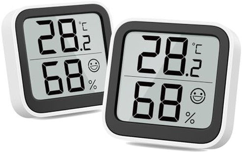 NOKLEAD Thermometer Humidity Meter Inside Mini Hygrometer Monitor Room Temperature Measuring Device with Face Icon Comfort Indicator ℃/℉ Switch for Baby Room Greenhouse Office Living Room（2）