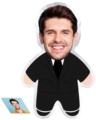 LucBuy Coussin Personnalisé pour Le Visage, Coussins en Peluche avec Photo Personnalisée, Impression 3D Recto Verso, Décoration de Canapé, Coussin Laid, Cadeaux pour Anniversaires (A5)