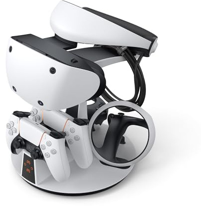 KIWI design D2 3-in-1 Controller Ladestation für PSVR2 und PS5 mit VR Display Ständer und LED-Ladeanzeige