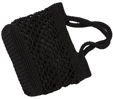 BESTYASH Handgehäkelte Strandtasche Aus Baumwolle Große Kapazität Umhängetasche Schwarz Mit Reißverschluss Für Damen Und Mädchen Für Strand Pool Und Freizeit