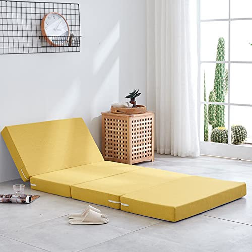 Faltbare Schaumstoffmatratze, 200 cm lang, Klappbett für Gäste, tragbare Futon-Bodenmatratze mit abnehmbarem Bezug und rutschfester Unterseite