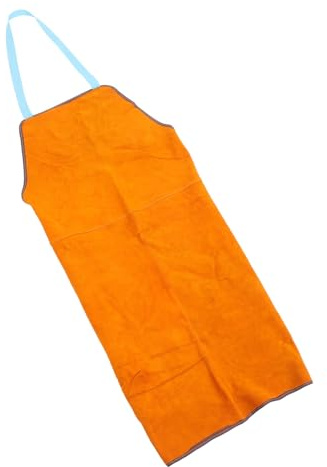 NUOBESTY Delantal De Trabajo Para Soldar Piel De Vaca Ignífugo Cosido Resistente Al Calor Para Soldadores y Talleres Color Beige Para Uso Prolongado