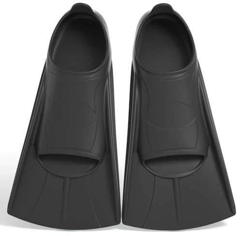 Aletas de natación de silicona, ajuste suave y cómodo, aletas cortas para niños y adultos, aletas cortas de entrenamiento para natación, aletas unisex para niños y adultos, aletas cortas (negro, XXL