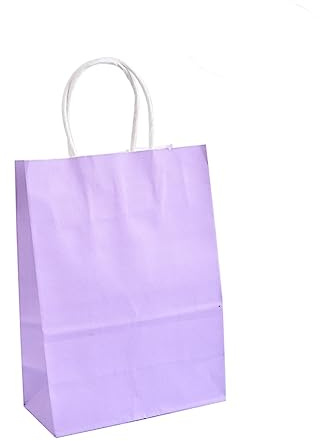 BESTYASH 50 Stück Papiertragetaschen Wiederverwendbare Geschenktüten aus Papier Lila für Einkäufe und Dekoration