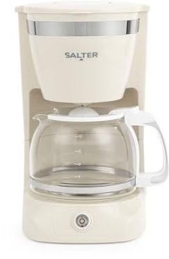 Salter Machine à café filtre rétro Carafe en verre de 1,25 L, Prépare 10 tasses, Convient pour le café moulu, Garde au chaud jusqu'à 30 minutes, Filtre amovible, Arrêt automatique, 800 W, Crème