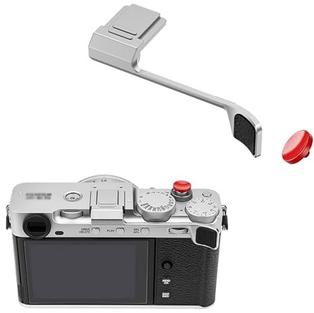 JJC XE5 Metall tummen upp-grepp het sko tumstöd handgrepp för FUJIFILM FUJI X-E5 kamera, förbättrat grepp för enhandsfotografering, silver