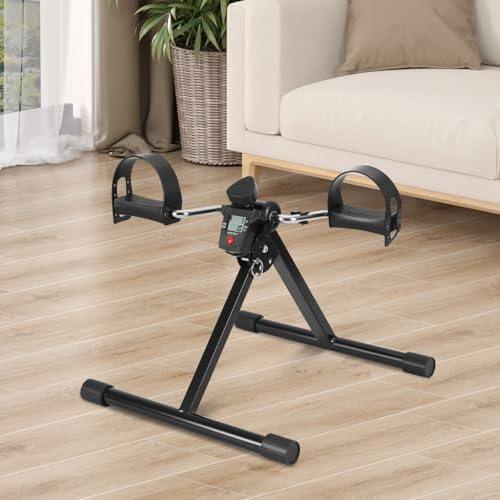 ISOISL Mini vélo d'appartement avec écran LCD, appareil de fitness pour les bras et les jambes, pour entraînement d'endurance, résistance réglable, appareil de fitness pour le bureau et la maison