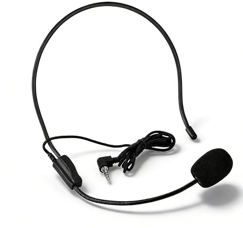 Sxhlseller Microfono con Cuffia, Asta Cablata Flessibile per Amplificatore Vocale, Microfono con Cuffia Jack con Connettore da 3,5 Mm per Spettacoli Teatrali, Spettacoli, Canto con Danza,