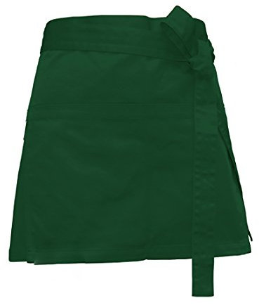 LISSOMPLUME Herren Küchenschürze mit 2 Taschen, für Chef, Bar, Restaurant, Grill, Arbeitsschürze, Grün