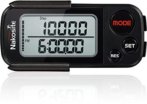 NAKOSITE BPED2433 Miglior 3d Contapassi Pedometro Calorie contatore, 30 giorni memoria. Miglia o kilometer con clip & Cinturino. Display di facile lettura