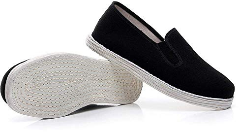 Scarpe Kung Fu con Suola in Cotone, Scarpe Arti Marziali Tai Chi, Pantofole per Tai Chi, Pantofole Chiuse, Cinese Tradizionale di Pechino Scarpe Kung Fu Tai Chi,Unisex Nero (Numeric_44)