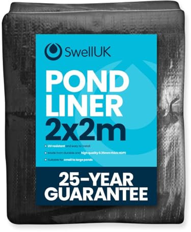 Swell UK Pond Liner | 25 Year Guarantee |HDPE | UV Resistant | Garden Fish Ponds (2m x 2m)