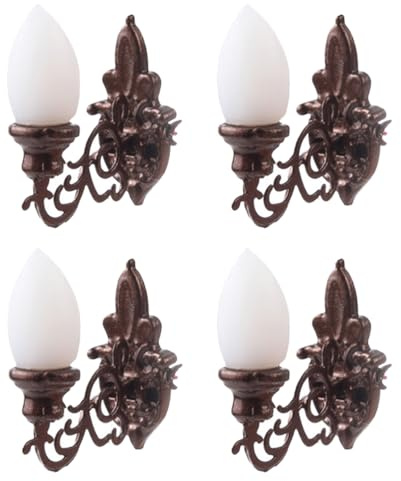 Yardwe 4 mini lampade da parete, modello 1:87, illuminazione per casa delle bambole, lampada in miniatura per sabbiera e mini casa, decorazione per interni