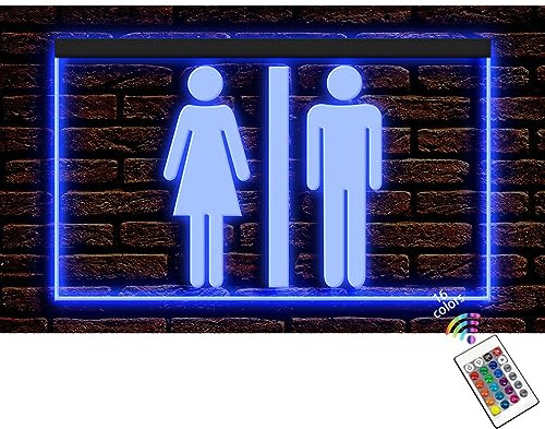 120028 Toilet Restroom Washroom Bathrooms for Restaurant Bar Cafe Lounge Display LED Light Neon Sign (12 X 8, 16 Colors By Remote)