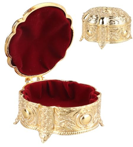 Boîte à Bijoux Ronde Vintage Dorée, Boîte à Bijoux En Métal, Petite Boîte De Rangement Pour Bibelots, Boîte à Bijoux En Métal Vintage, Petites Boucles D'oreilles Décoratives, Boîte De Rangement Pour C