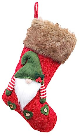 DRESSOOS 1 Pc Medias decoración calcetín de papá Noel calcetín navideño bolsita para Colgar golosinas Navidad Decorar Bolsa de Regalo Calcetines navideños Tejido de Punto