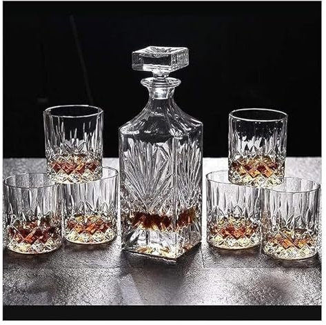 Glasflaskor, glasflaskor Vinkaraff och glasaraff 750ml kristallkaraff med 6 glas