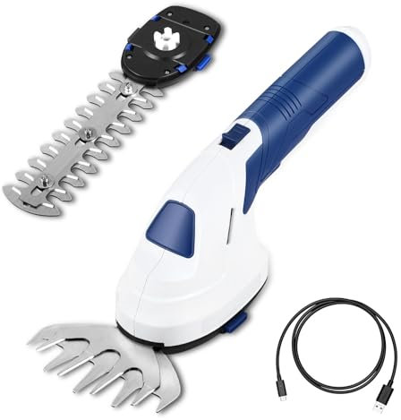 Cordless Hedge Trimmer, 2-in-1 7.4V Electric Hedge Trimmer & Grass Shear with 2000mAh Lithium-Ion Battery, 2 Blades,Lightweight Handheld Hedge Cutter for Garden Grass Shrub,Lawn Edging,Branch Pruning