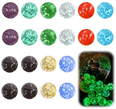 YouXiaor Leuchtende Glasmurmeln, 20PCS Glas Murmeln Kinder Murmelspiel Glasmurmeln im Dunkeln Leuchten Bunte Murmeln für Spielmaschine Pflanzendeko Murmelbahn Kugelbahnen(18mm)