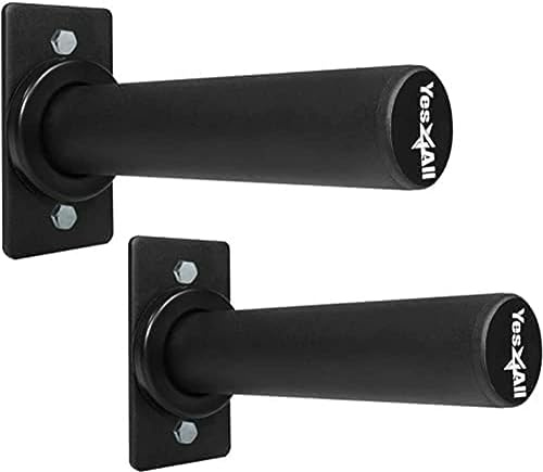 Yes4All Soporte de Placas de Peso Montado en la Pared, Individual y Doble - Apto para Placas de Peso Olímpicas de 5 cm, Almohadilla de Goma Protectora