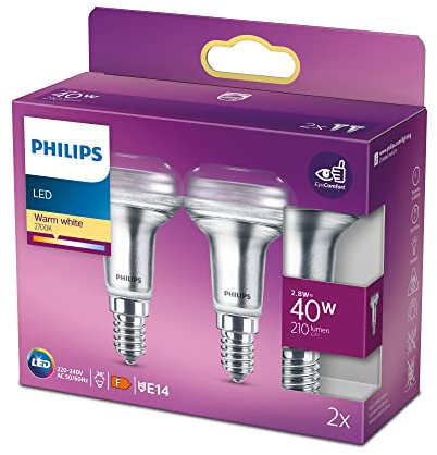 Philips LED Riflettore, 2 pz, equivalente a 40W, attacco E14, Luce Bianca calda