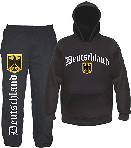 sostex Deutschland Jogginganzug - Altdeutsch mit Wappen- Jogginghose und Hoodie L Schwarz
