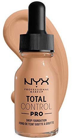 NYX Professional Makeup Total Control Pro Drop Foundation, Flüssiges Make up, Individuelle und aufbaubare Deckkraft, Vegane Formel, True-to-Skin Finish, 13 ml, Farbton: Natural