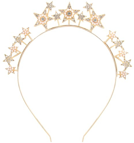 Haarreif Sterne, Stern Strass Haar Hoop Stirnband, Haarreifen Damen Glitzer Gold, Haarreif Glitzer Sterne Gold Stirnband, Strass Haarband für Frauen und Mädchen Geburtstag Kostümparty