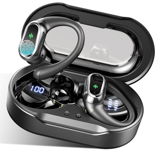 Ecouteurs Bluetooth sans Fil Sport, Écouteur Bluetooth 5.4 avec ENC Réduction, Ecouteurs sans Fil 50H HiFi Stéréo, Oreillette Running, IP7 Étanche Casque Écran LED pour iOS Android, Noir Profond