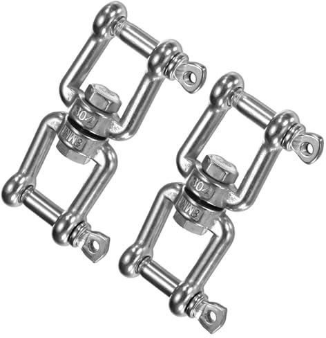TIXIPEM Lot de 2 manilles pivotantes en acier inoxydable 304 de la mâchoire à la mâchoire pour la voile, le camping et la marine - [7,7 mm - 380 kg) - Mousqueton à dégagement rapide