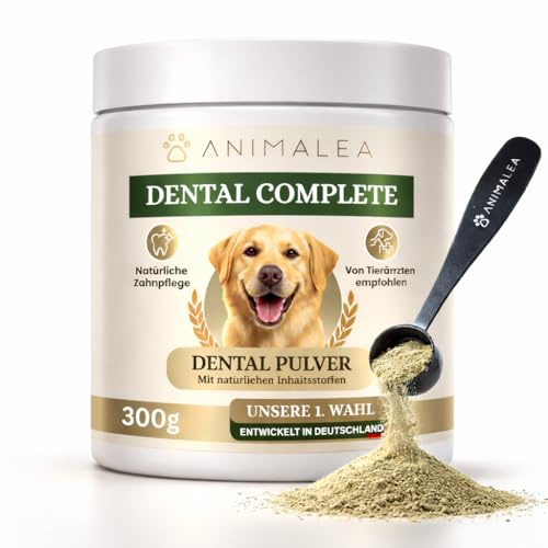 Zahnpflege Pulver für Hunde 300g - [Vorteilspack] - Zahnsteinentferner Hund - Zahnpflege gegen Mundgeruch & Zahnstein - Plaque Entfernung - Zahnpflege Hund - Futter Topping - Dental Pulver für Hunde
