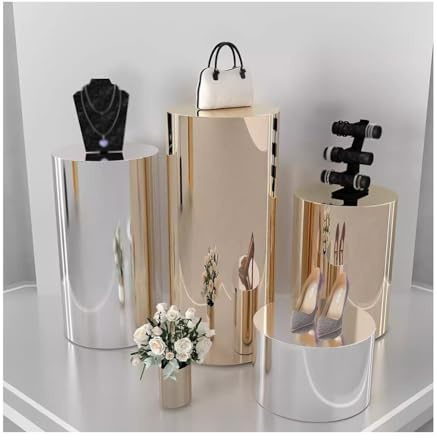 Generisch Hochwertiger runder Verkaufsständer aus Edelstahl für Kleidung, Schuhe, Taschen und Spielzeug – Stabiler, höhenverstellbarer Sockel (40 x 40 x 60 cm) für Verkaufsvitrinen