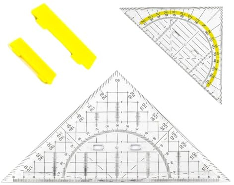 AVUELOI Geodreieck Mit Griff, 2 Stück, Mit Winkel Als Winkelmesser, 22,5cm Großes Und 15,7cm Kleines Geodreieck, Multifunktional für Studenten Büro Designer Malerei