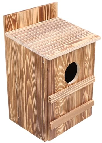 Cndiyald Caja Nido para búhos, casa para pájaros de Madera con Apertura Redonda, ventilada al Aire Libre para jardín de pájaros pequeños