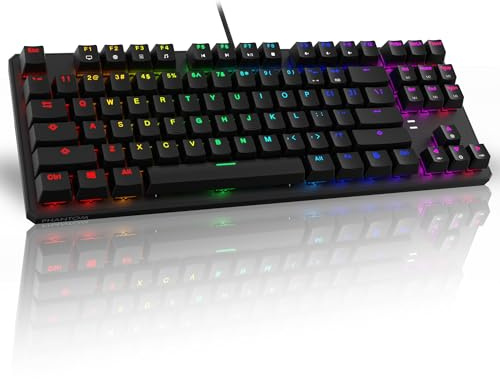 TECWARE Phantom 87 - Teclado mecánico con Llave, LED RGB Outemu Blue (US Layout ANSI)