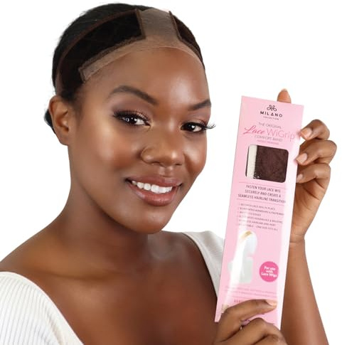 MILANO COLLECTION Wigrip, Premium Lace Wig Band for Women, Fully Adjustable & Reinforced Lace Wig Grip Band by Hairline, Comfortable and Secure Glueless Velvet Headband, Chocolate Brown