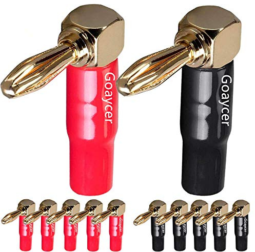 Goaycer bananenstecker Winkel 24k vergoldet für lautsprecheri Kabel - (6 Paar / 12 Stück)