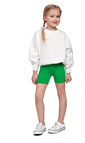 SOFTSAIL Flickleggings cykelshorts kort bomull sport dans gymnastik andas bekväm töjbar, gRÖN, 4-5 År