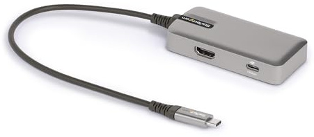 StarTech Mini Docking USB-C 4 en 1, HDMI 4K 60Hz, PD 100W, Hub 10Gbps, 25cm | Salida de vídeo 4K 60Hz HDR10, Hasta 3440x1440 60Hz, Ideal para viajes, Para portátiles USB-C, iPad Pro y iPhone