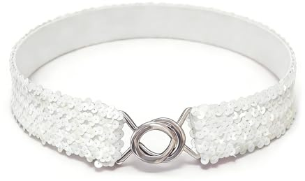 YouU Cinturón elástico elástico con hebilla de lentejuelas para mujer, cinturón de cintura con personalidad, vestido metálico, cinturón elástico