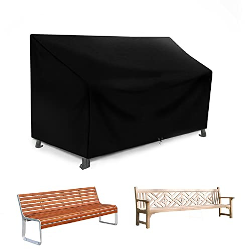 RICHIE Housse de protection pour canapé de jardin 4 places - Imperméable, coupe-vent, anti-UV, résistante aux déchirures - Tissu Oxford 420D - Pour canapé de terrasse - 193 x 66 x 63/89 cm - Noir