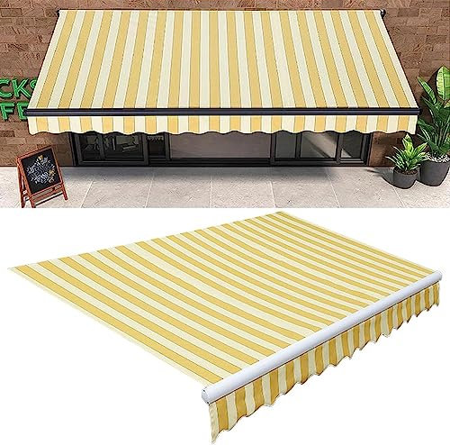 DAZULI Tenda da sole retrattile di ricambio in tessuto per esterni, copertura impermeabile in poliestere, protezione UV (dimensioni: 2,4 x 2 m, colore: strisce gialle)