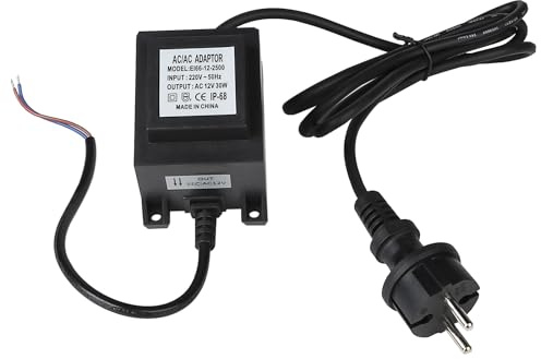 CPROSP LED-transformator 12V 30W IP68 Pooltransformator 12V, Transformator 220V 12V LED med kontakt, Ingång/utgång 220V-50Hz/AC 12V 30W