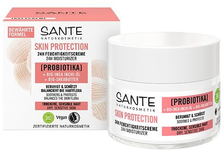 SANTE Naturkosmetik Skin Protection 24h Feuchtigkeitscreme mit Probiotika, Bio-Inca Inchi-Öl & Bio-Sheabutter, nährende Tagescreme, vegane Creme für eine geschmeidige und glatte Haut, 50ml