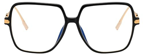 KAEOISFU Oversized Square Reading Glasses for Women, Fashion Large Blue Light Blocking Computer Readers, Ladies Big Frame Anti Eyestrain Eyeglasses Suitable for People with Large Faces