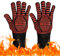 HubiCare Grillhandschuhe Hitzebeständige Feuerbeständige Ofenhandschuhe Handschutz Grillhandschuhe, 1772℉/800°C Hitzebeständige Ofenhandschuhe für Grill, Backofen, Kochen, Löten (Rot)