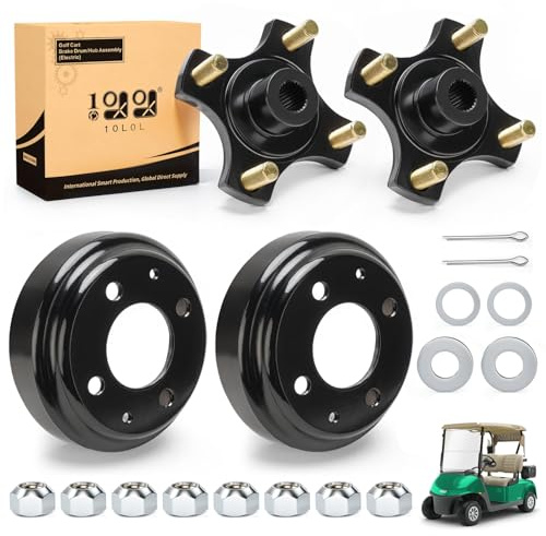 10L0L Golf Cart Heavy Duty Split Brake Drum and Rear Wheel Hub Assembly for EZGO TXT Electric Golf Carts 1982-up 19186-G1 615604