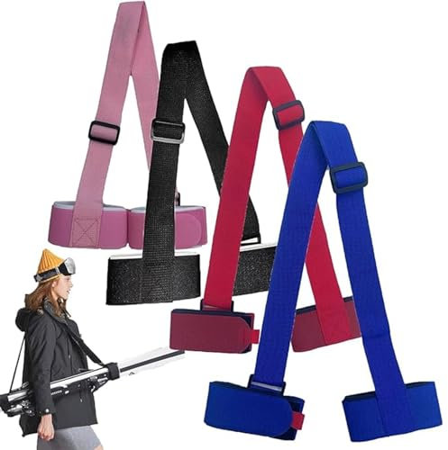 SSLLH Lot de 4 Sangles pour Transporter Facilement Votre équipement de Ski, Taille Unique
