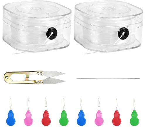 Partielle 0.8mm Gummiband für Armbänder,170M Transparente Perlen Faden | Elastische Schmuckfaden Schmuckfaden, Nylonfaden Transparent Reißfeste Schnur, mit Perlennadel und Schere Unsichtbar